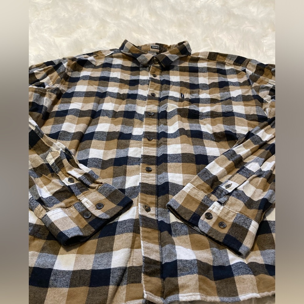 Dickies 3XL Flannel Long Sleeve Shirt Modern Fit Brown Plaid CabinCore Grandpa